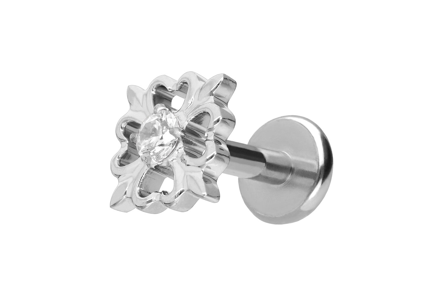 Titan Labret Piercing mit Push Fit KLEEBLATT